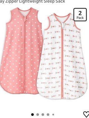 Yoofoss Baby Sleep Sack 2-Pack in Pink & White 0-6 months 1.0 tog